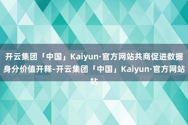 开云集团「中国」Kaiyun·官方网站共商促进数据身分价值开释-开云集团「中国」Kaiyun·官方网站