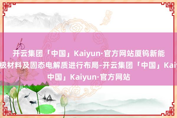 开云集团「中国」Kaiyun·官方网站　　厦钨新能则主要围绕正极材料及固态电解质进行布局-开云集团「中国」Kaiyun·官方网站