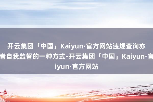 开云集团「中国」Kaiyun·官方网站违规查询亦然驾驶者自我监督的一种方式-开云集团「中国」Kaiyun·官方网站